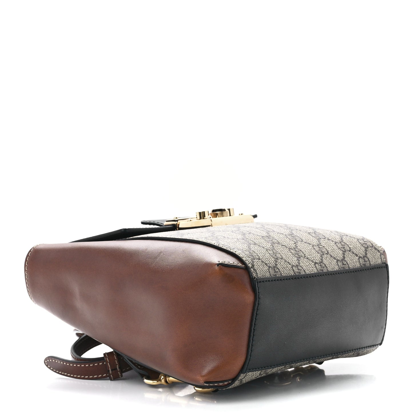 GG Supreme Monogram Calfskin Padlock Backpack Beige Cuir Black