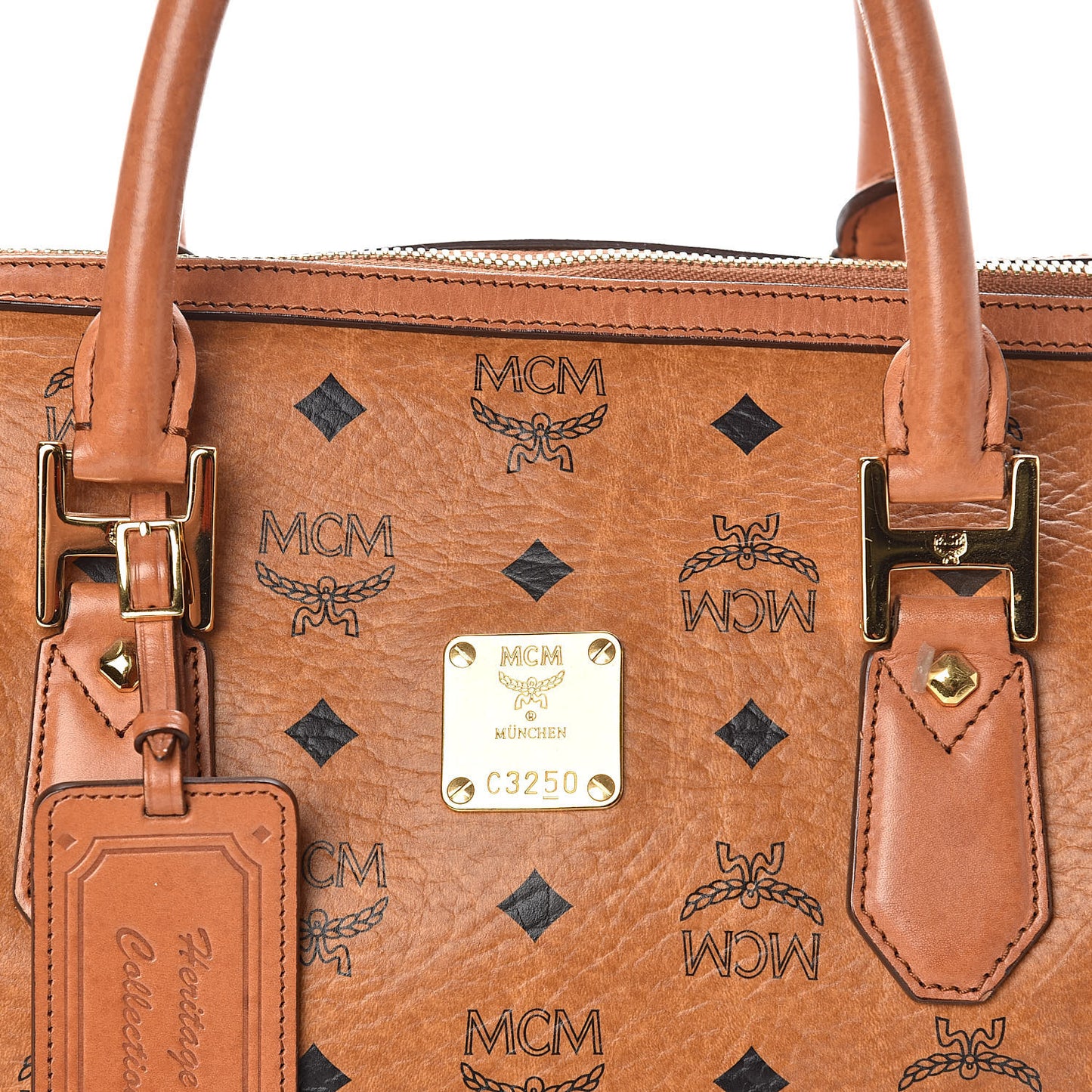 Visetos Medium Boston Bag Cognac