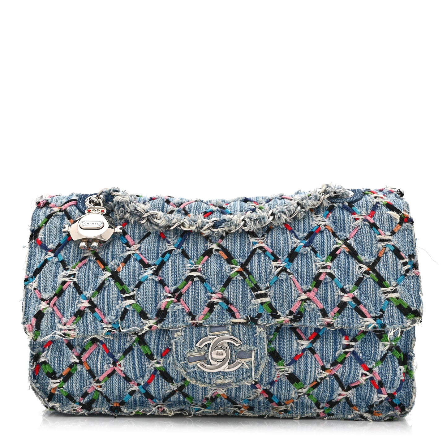 Woven Denim Medium Flap Multicolor