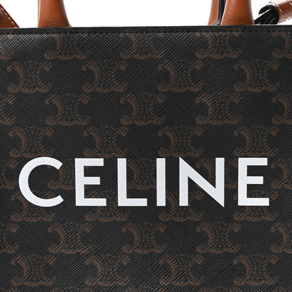 Celine Triomphe Canvas Calfskin Mini Vertical Cabas Tan 7 of 9