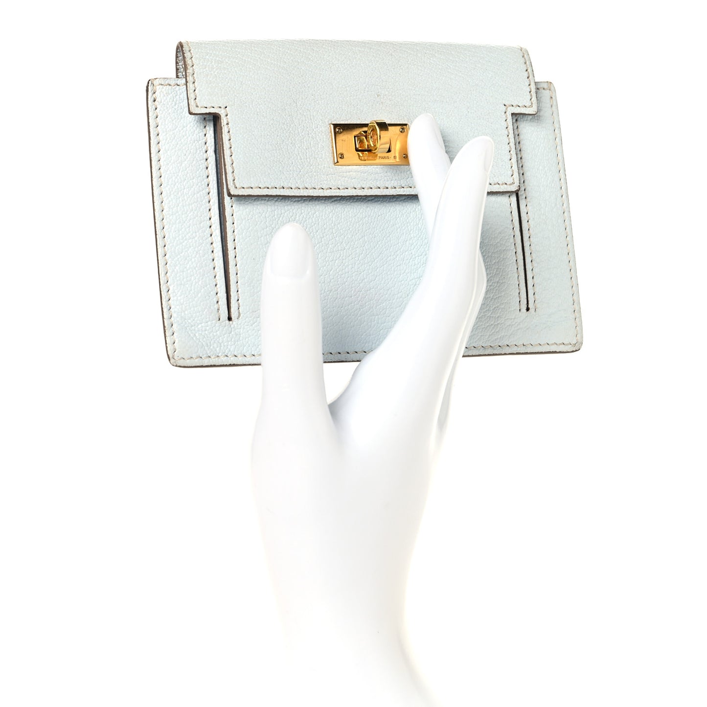 Chevre Mysore Kelly Pocket Compact Wallet Bleu Brume