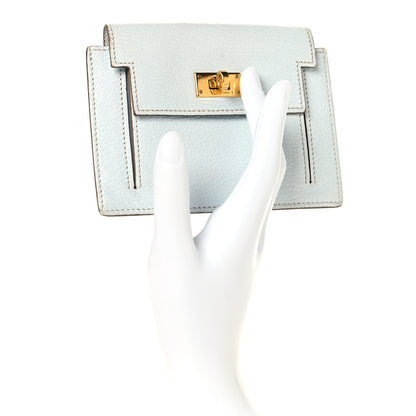 Hermes Chevre Mysore Kelly Pocket Compact Wallet Bleu Brume 2 of 8