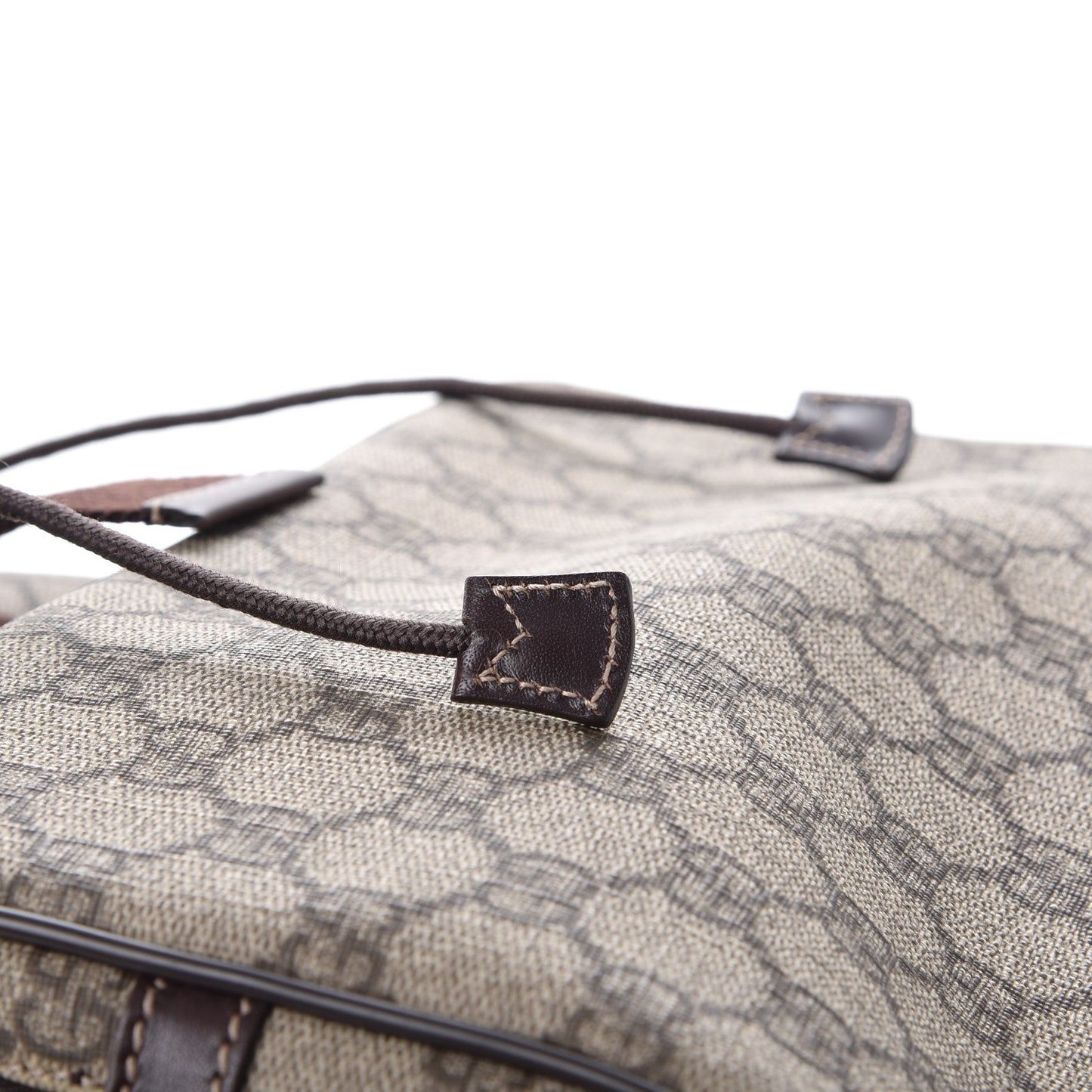 GG Supreme Monogram Medium Single Buckle Rucksack Backpack Beige Ebony Brown