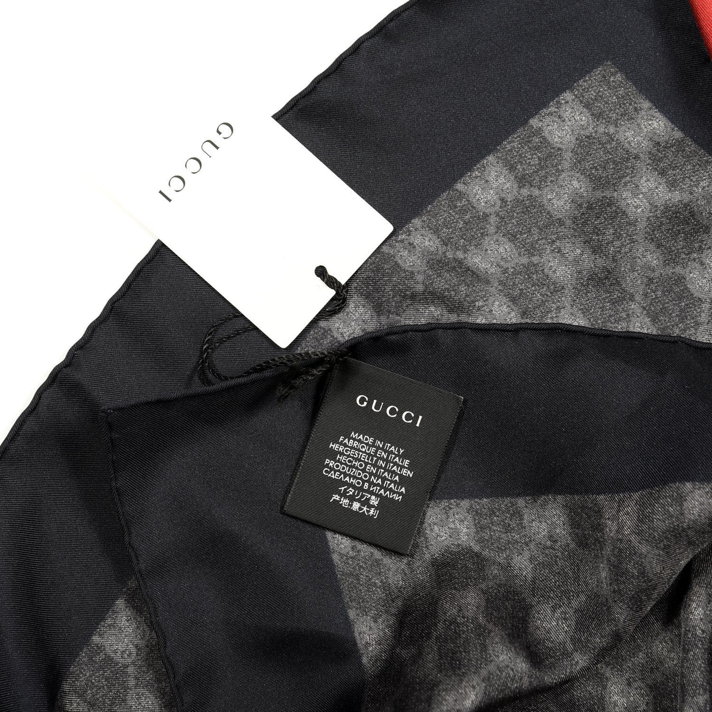 Silk GG Monogram Wolf GG Web Scarf Black Blue