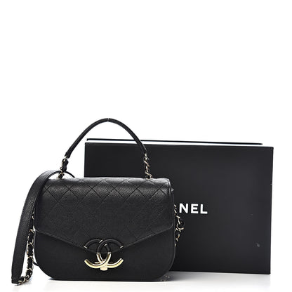 Chanel Grained Calfskin Quilted Small Cuba Top Handle Flap Black 14 of 14