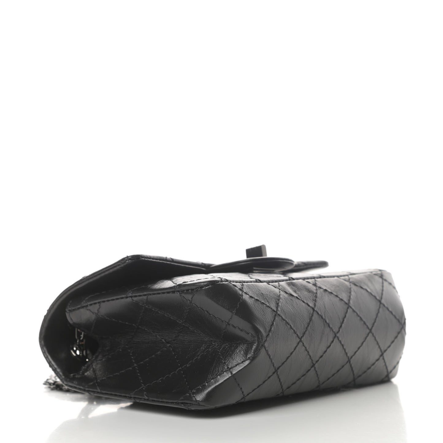 Aged Calfskin Quilted 2.55 Reissue Mini Flap So Black