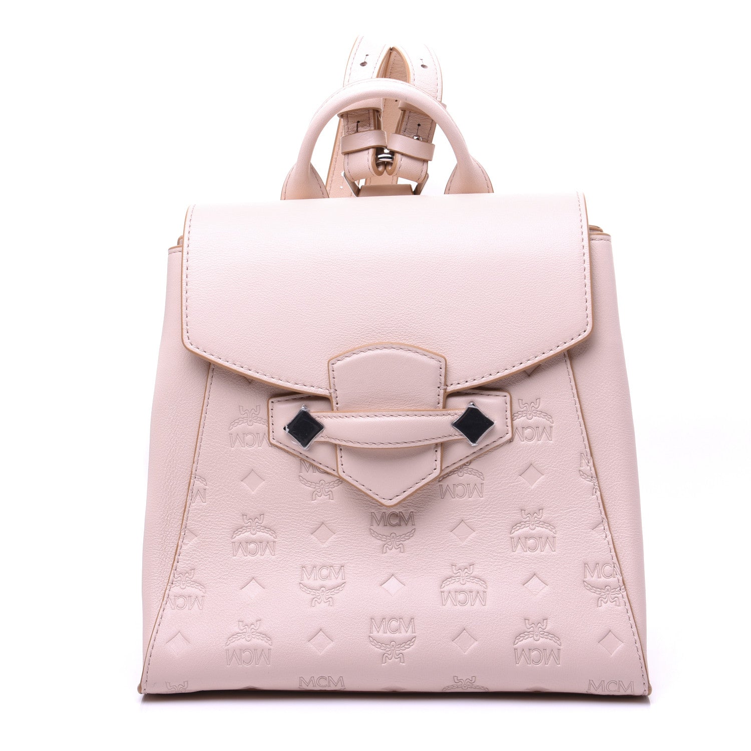 MCM Calfskin Ottomar Monogram Essential Small Backpack Pink Blush 2 of 30