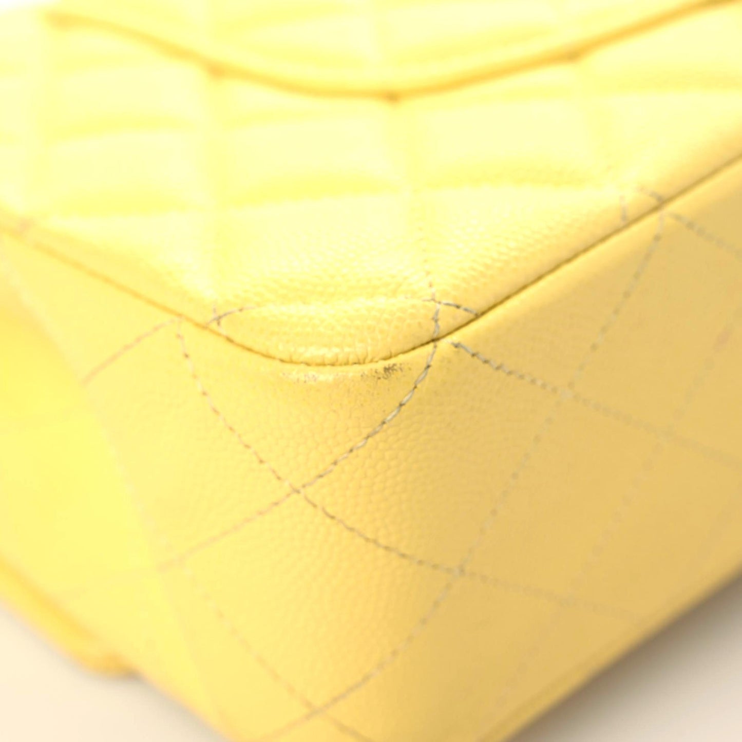 Caviar Quilted Medium Double Flap Yellow