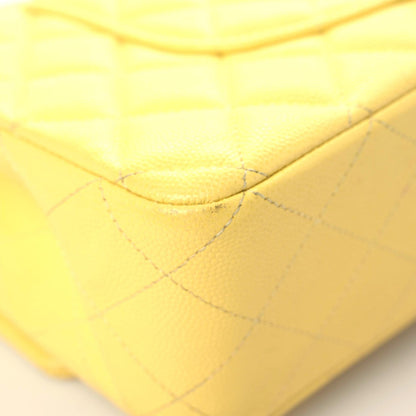 Chanel Caviar Quilted Medium Double Flap Yellow 6 of 20