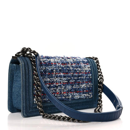 Chanel Tweed Denim Medium Boy Flap Blue 3 of 9