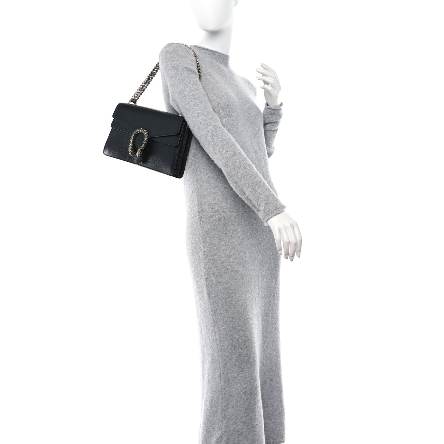 Pebbled Calfskin Small Dionysus Shoulder Bag Black