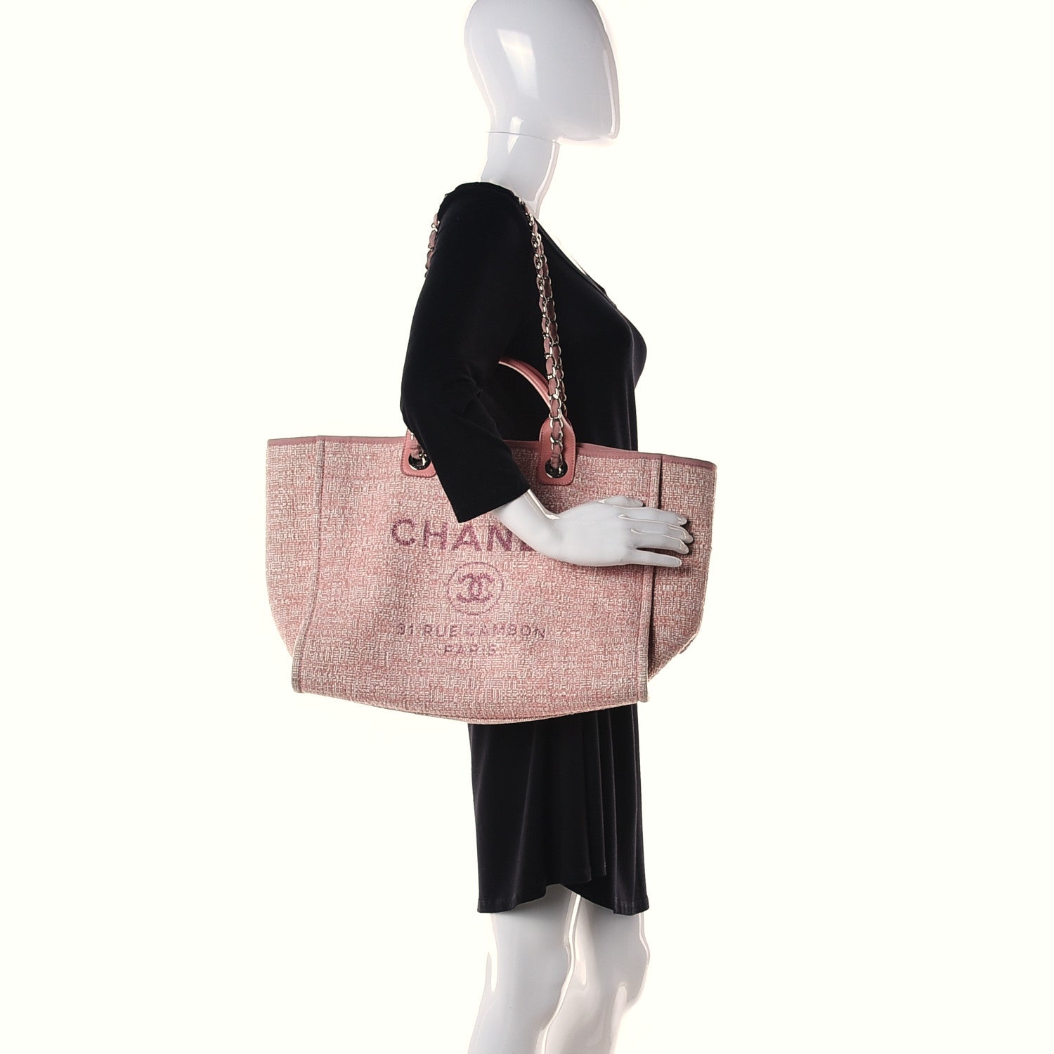 Chanel Straw Lurex Large Deauville Tote Pink 2 of 21