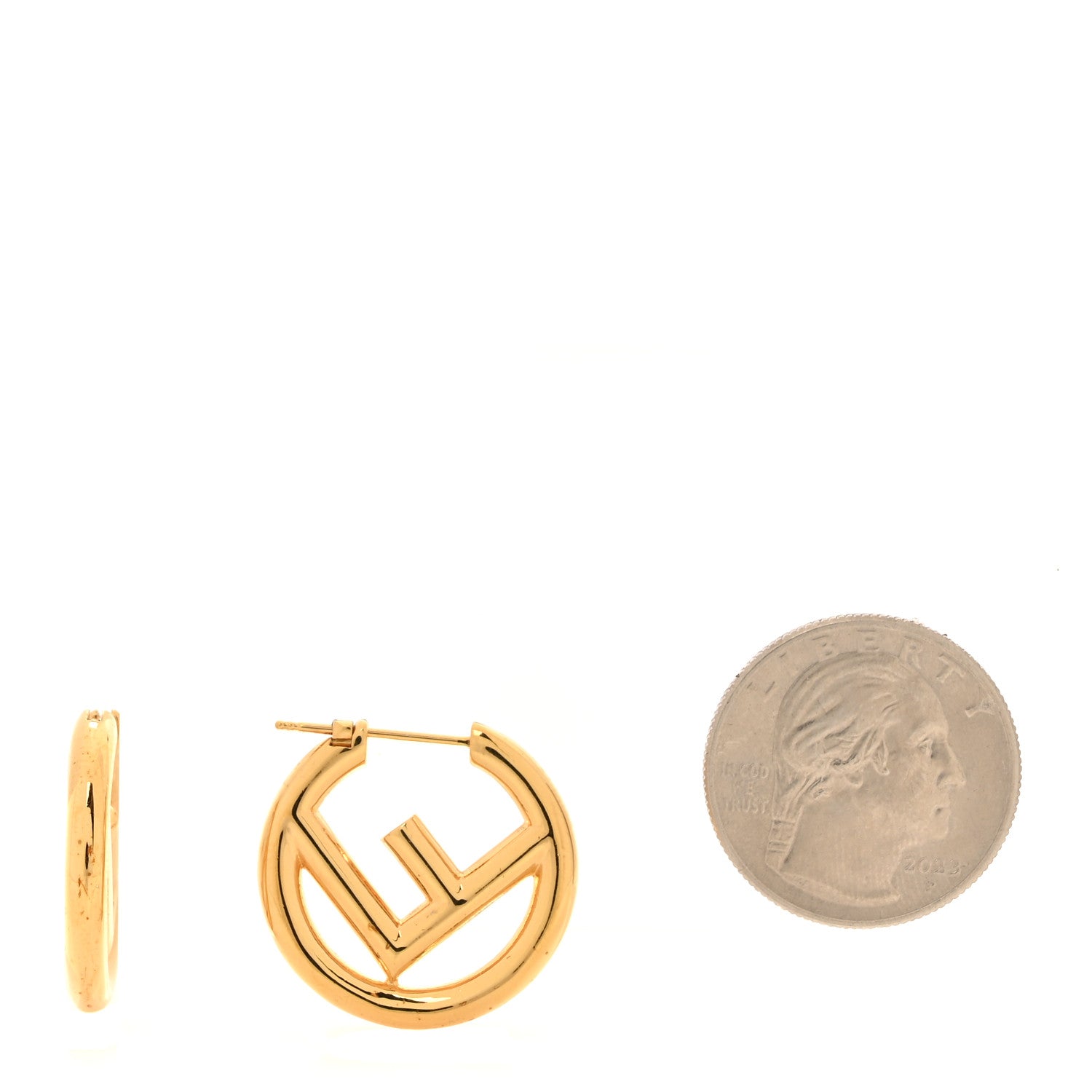 Fendi Metal FF Hoop Earrings Gold 2 of 6