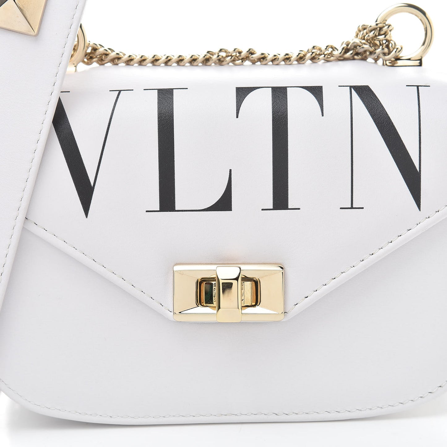 Calfskin VLTN Small Shoulder Bag White