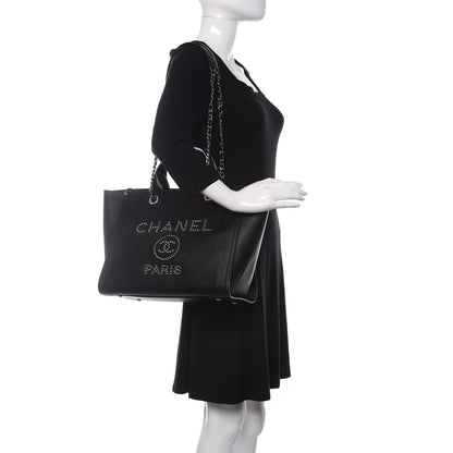 Chanel Caviar Small Studded Deauville Tote Black 2 of 10