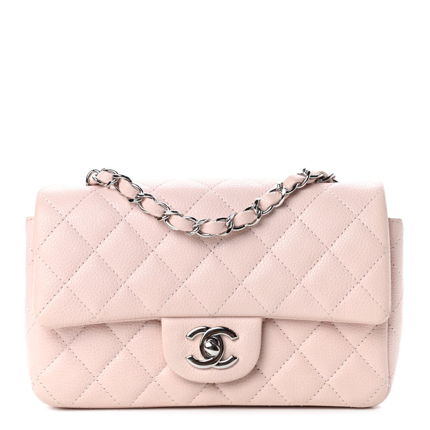 Caviar Quilted Mini Rectangular Flap Light Pink