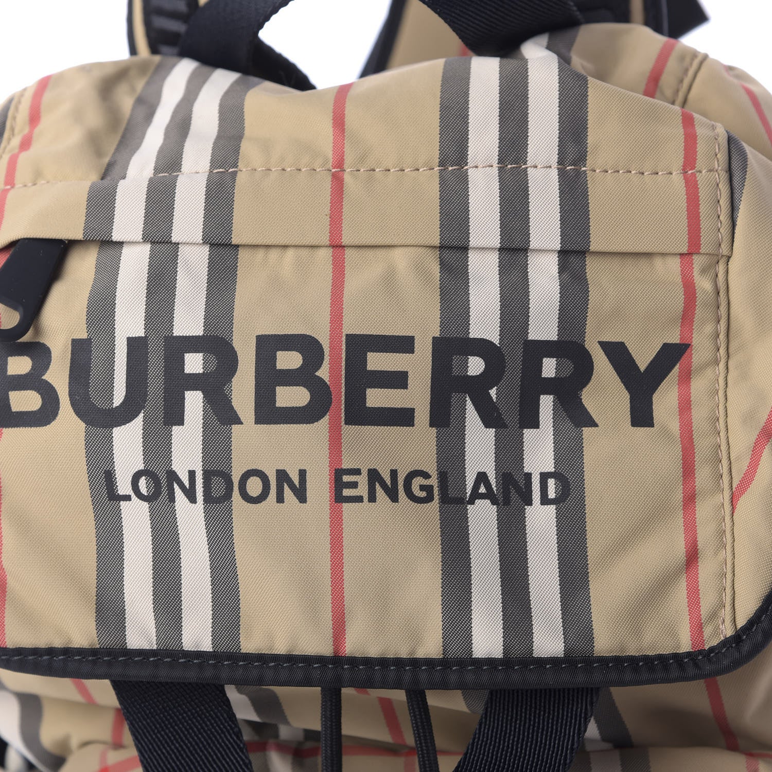 Burberry Nylon Icon Stripe Check Logo Print Backpack Natural 9 of 9