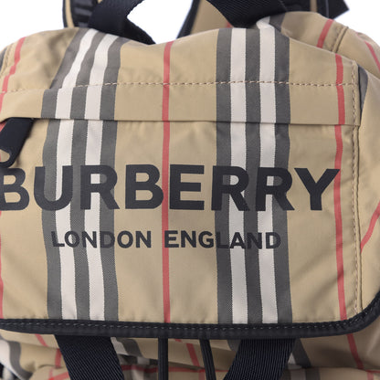 Burberry Nylon Icon Stripe Check Logo Print Backpack Natural 9 of 9