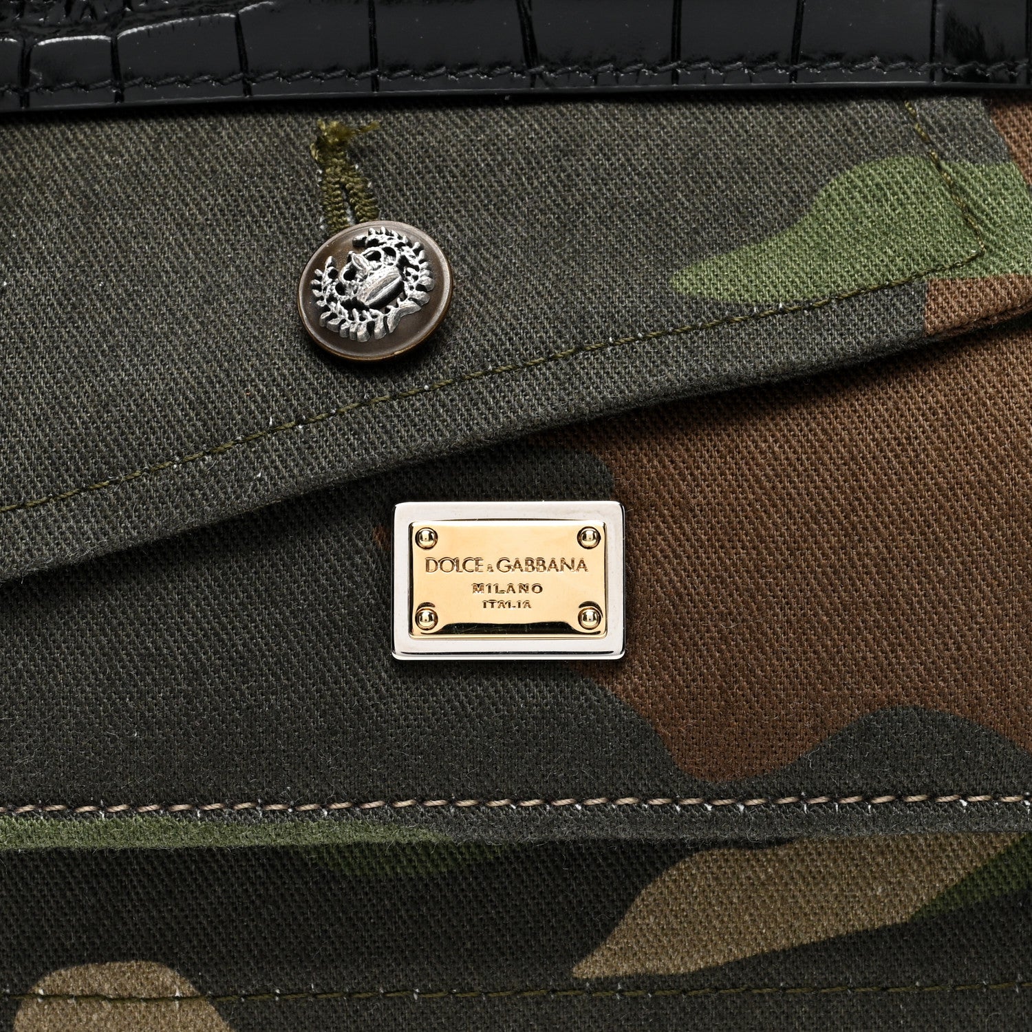 Dolce & Gabbana Cotton Calfskin Croc Embossed Camouflage Patchwork Small Sicily Multicolor 7 of 9