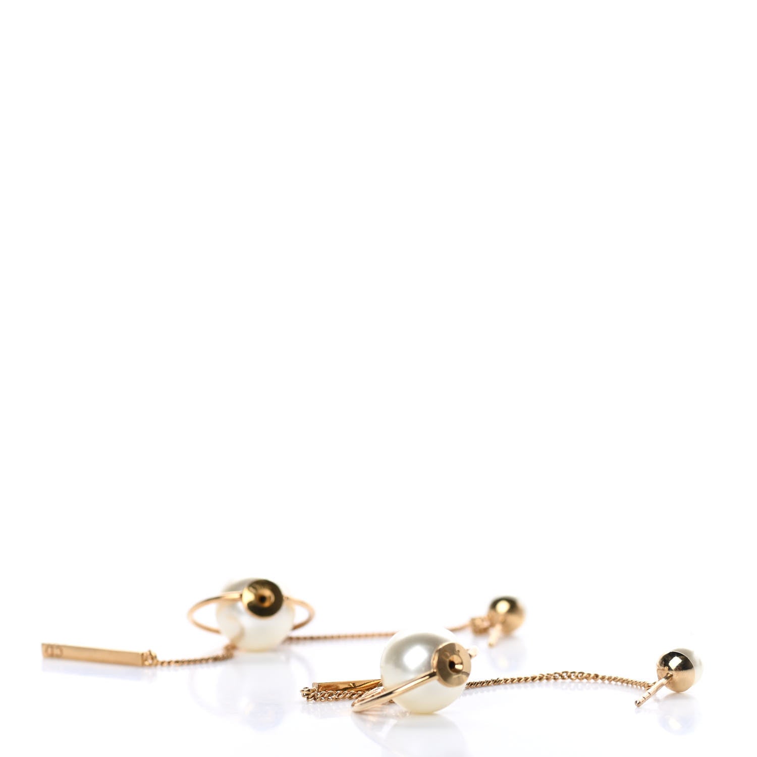 Christian Dior Pearl Tribales Dangle Chain Earrings Gold 3 of 4