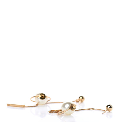 Christian Dior Pearl Tribales Dangle Chain Earrings Gold 3 of 4