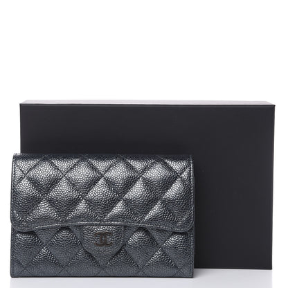 Chanel Metallic Caviar Quilted Small Flap Wallet Charcoal 11 of 11
