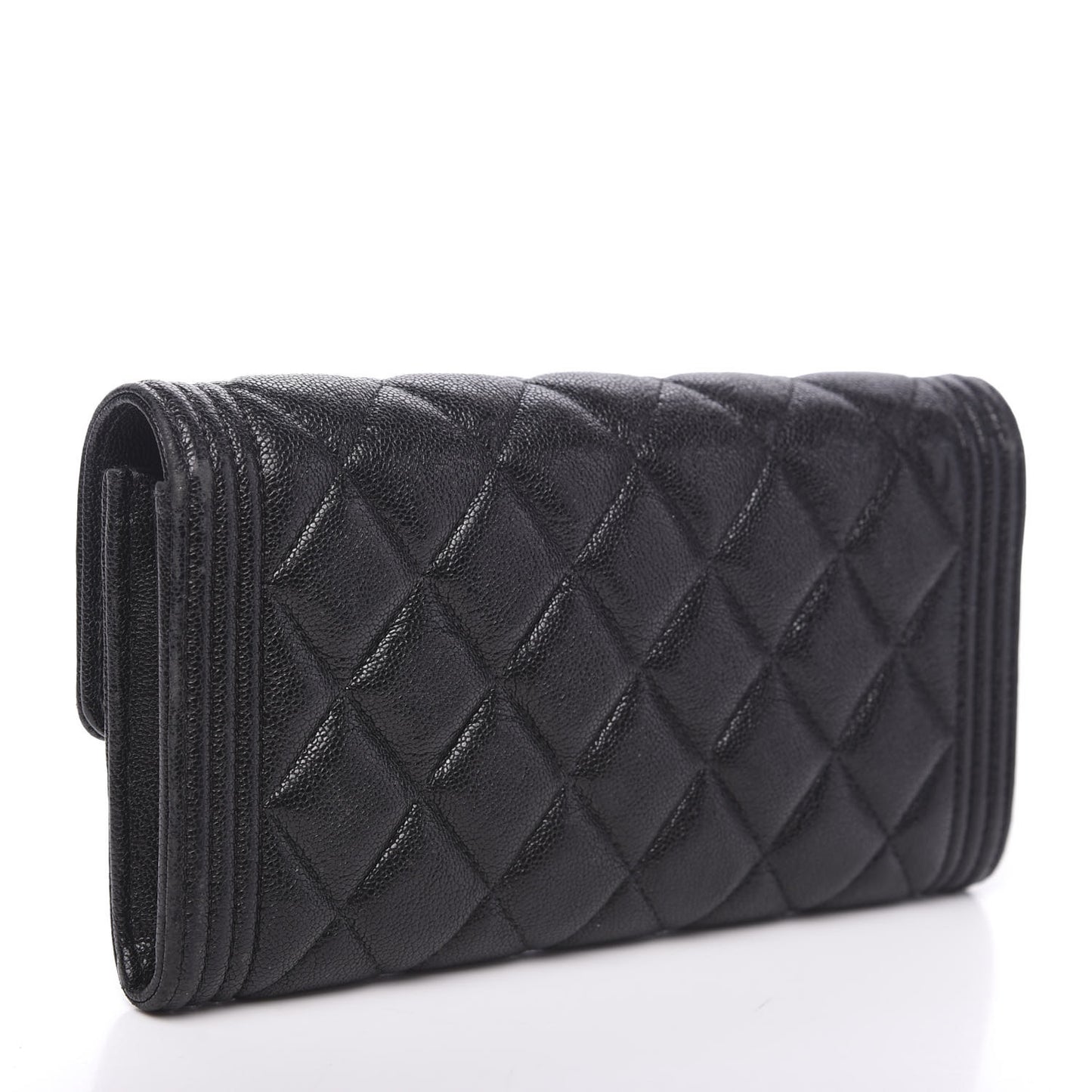 Caviar Quilted Boy Flap Wallet Black