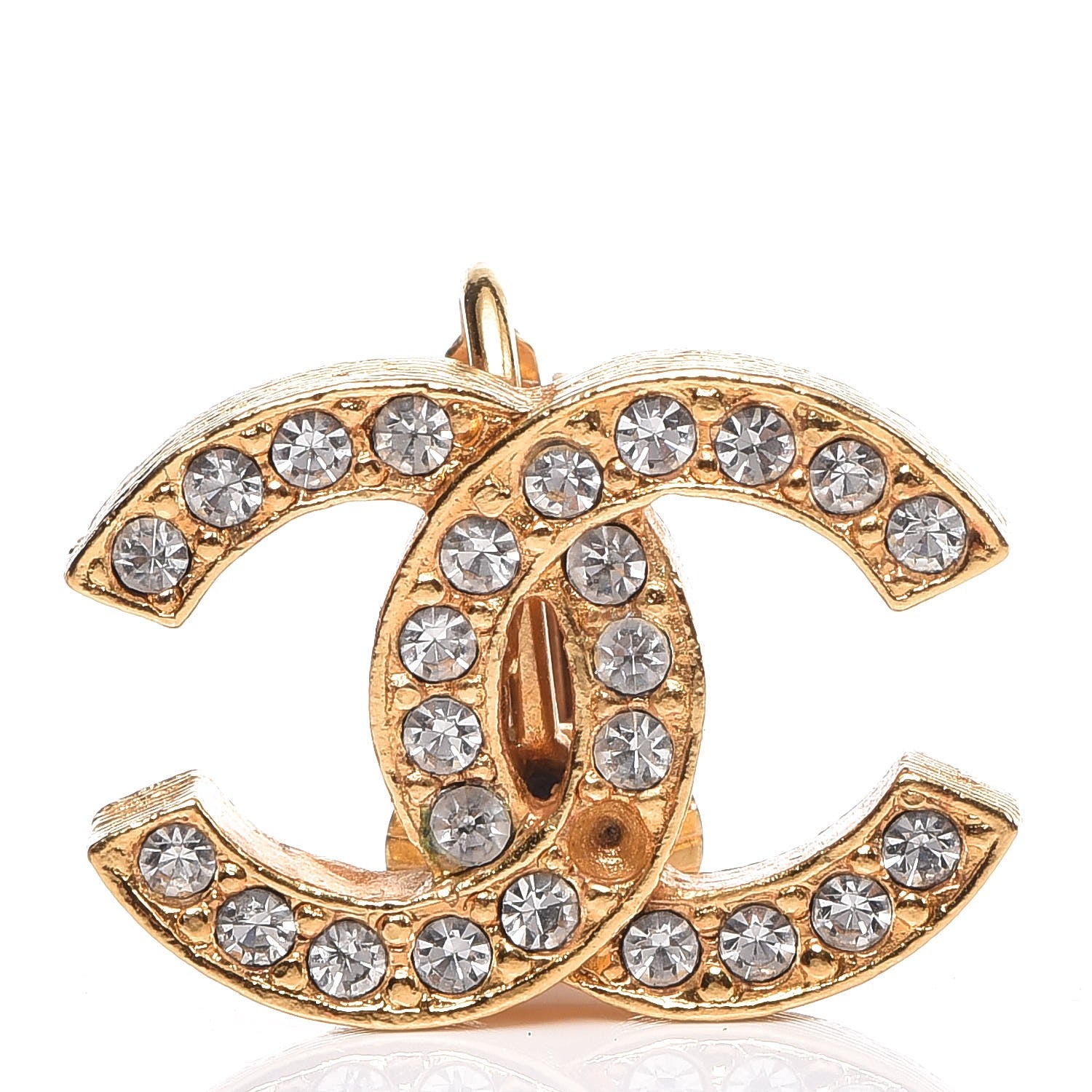 Chanel Crystal CC Clip On Earrings Gold 3 of 7