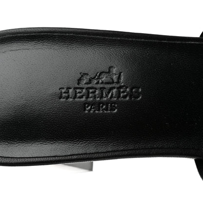 Hermes Metallic Nappa Tandem Sandals 37 Black Dore 7 of 9