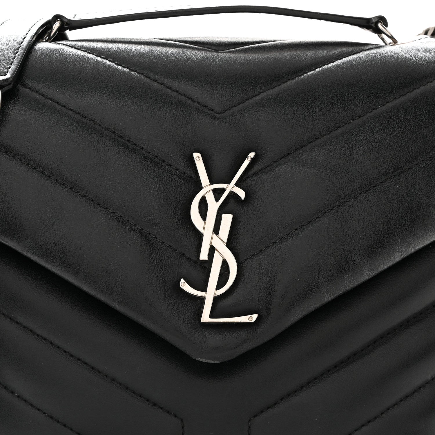 Saint Laurent Calfskin Y Quilted Monogram Small Loulou Chain Satchel Black 8 of 10