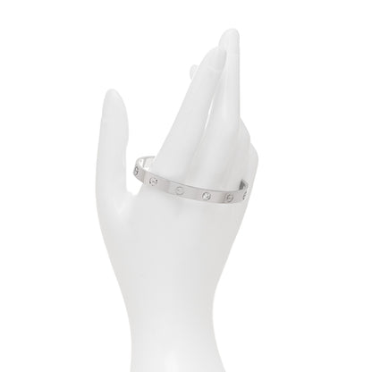Cartier 18K White Gold 1 Diamond LOVE Cuff Bracelet 17 2 of 4