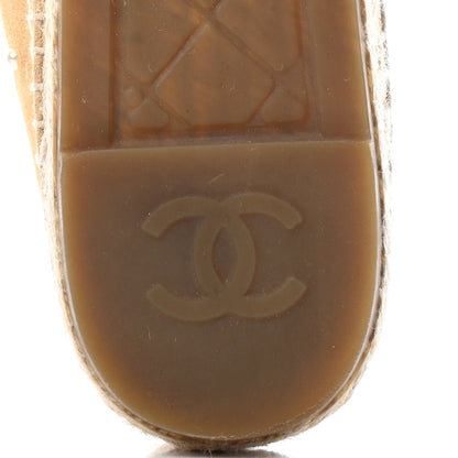 Chanel Suede Pearl CC Espadrilles 39 Beige Black 6 of 7