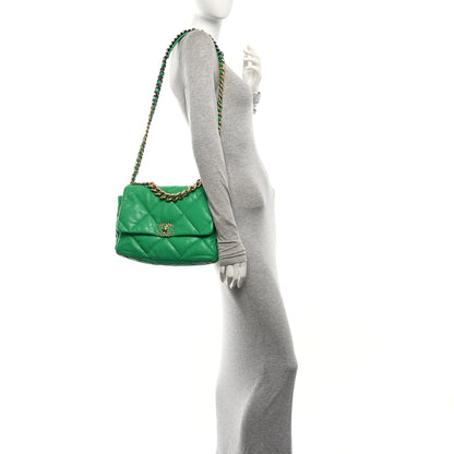 Chanel Goatskin Quilted Large Chanel 19 Flap Green 2 of 11