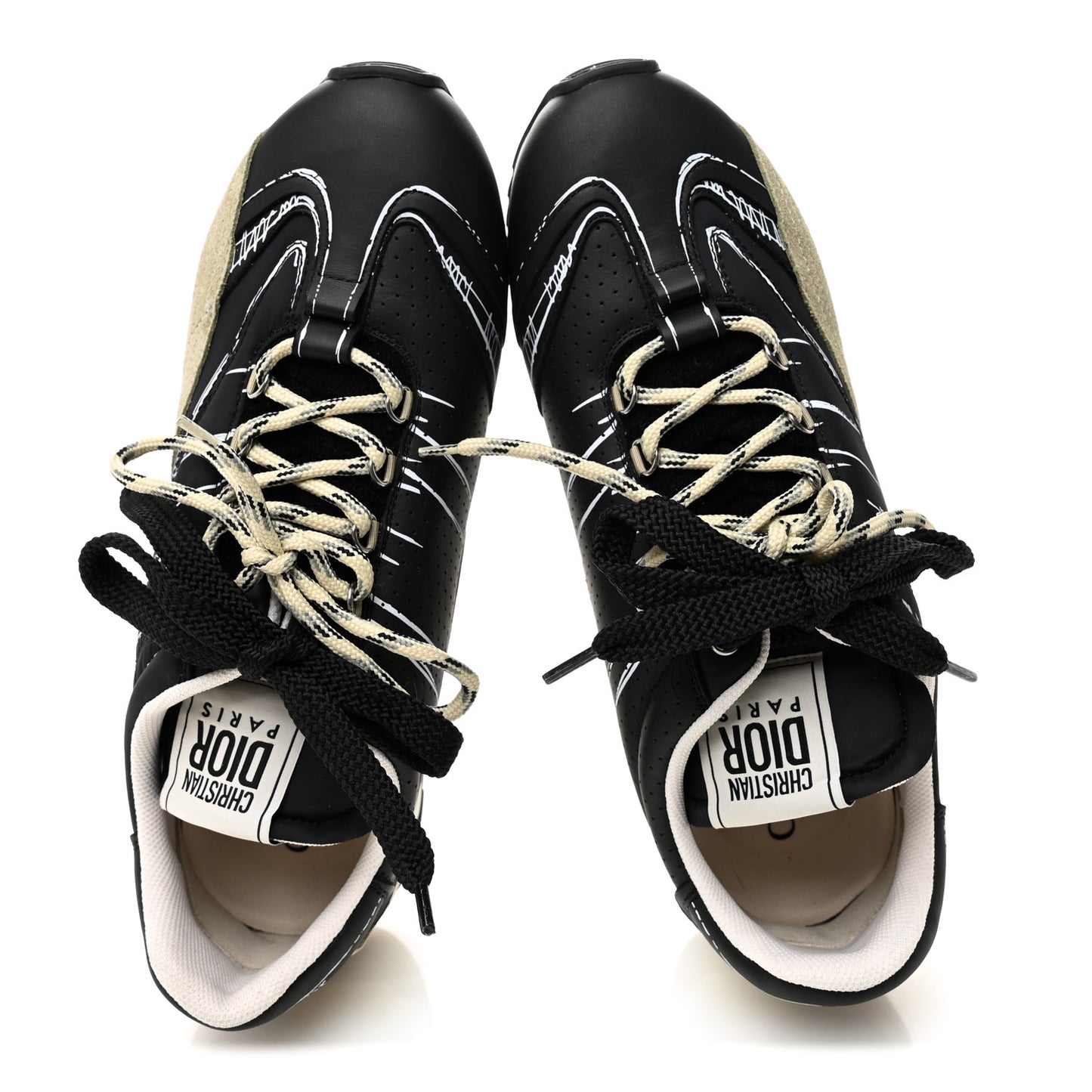 Calfskin Nylon Womens D-Sketch Sneakers 39 Black