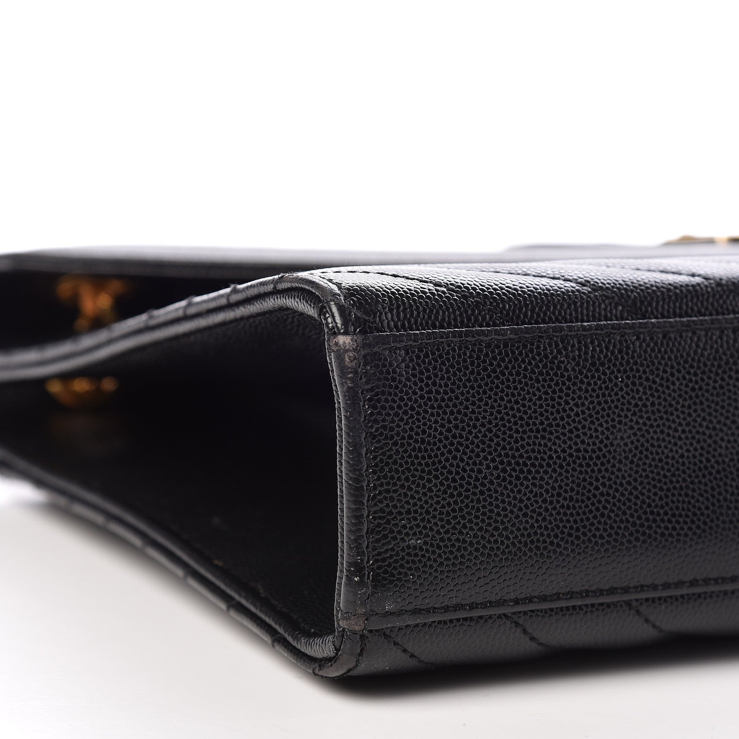 Saint Laurent Grain De Poudre Matelasse Chevron Large Monogram Satchel Black 8 of 11
