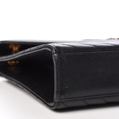 Saint Laurent Grain De Poudre Matelasse Chevron Large Monogram Satchel Black 8 of 11