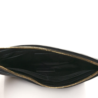 Saint Laurent Calfskin Matelasse Chevron Monogram A5 Wristlet Black 5 of 6
