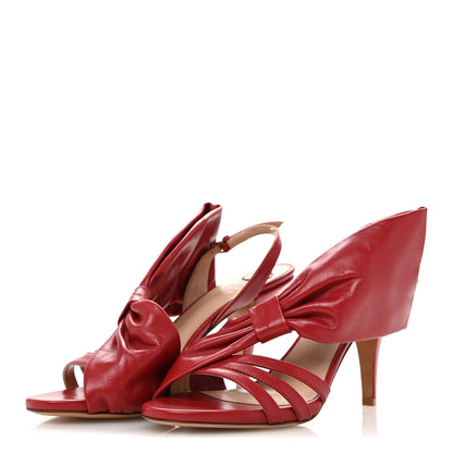 Valentino Garavani Calfskin Bow Heels 37.5 Rosso 4 of 9