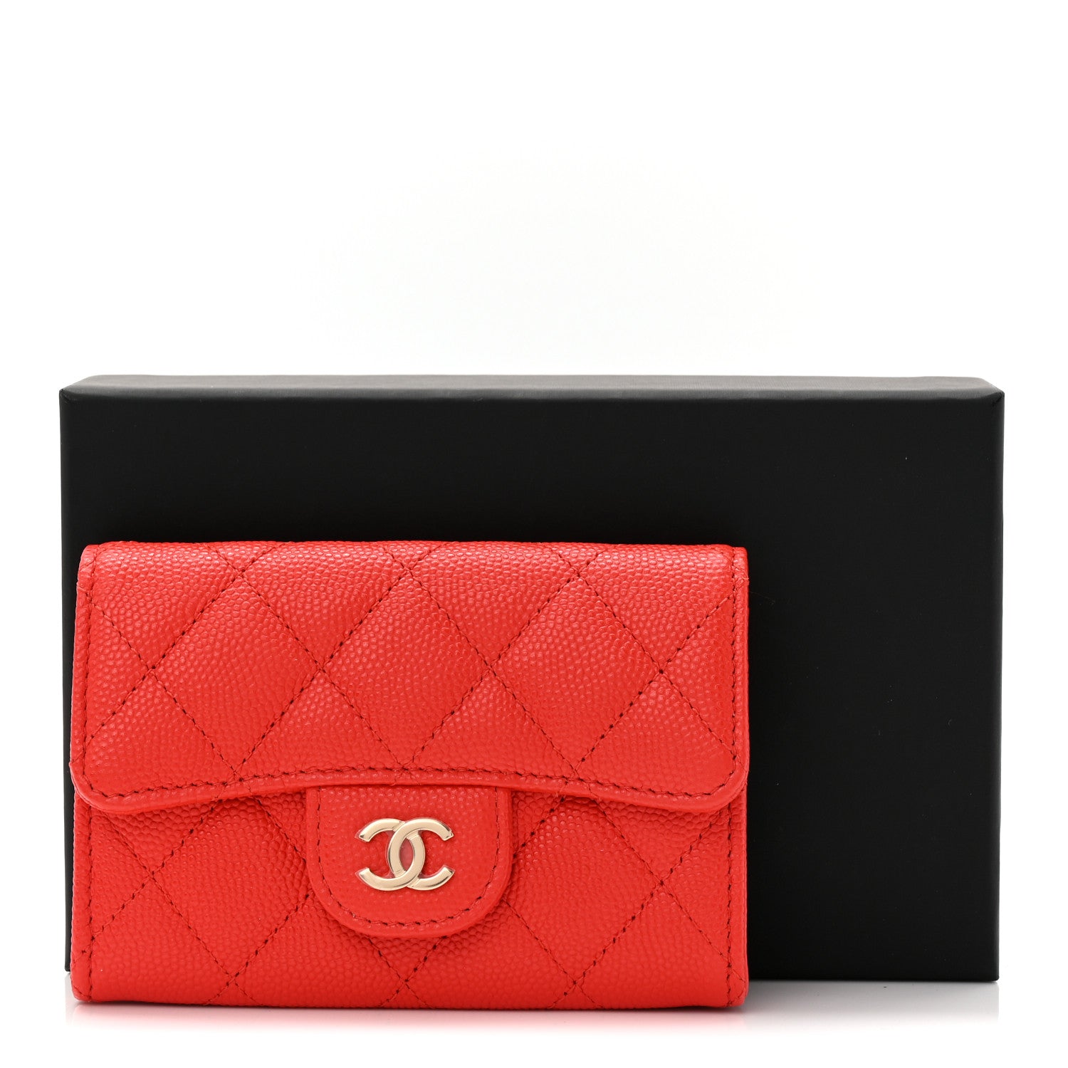 Chanel Caviar Quilted Flap Card Holder Wallet Red 9 of 9