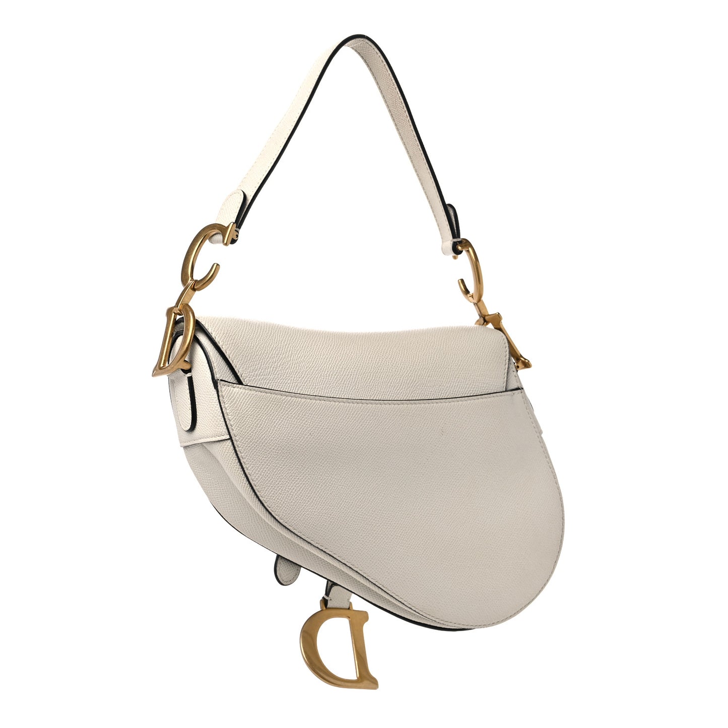 Grained Calfskin Saddle Bag White