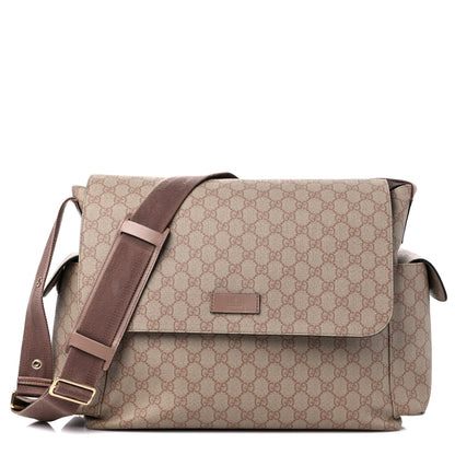 Gucci GG Supreme Monogram Messenger Diaper Bag Beige 3 of 17