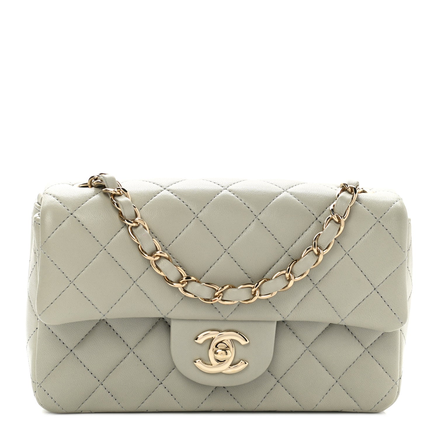 Chanel Lambskin Quilted Mini Rectangular Flap Grey 1 of 11