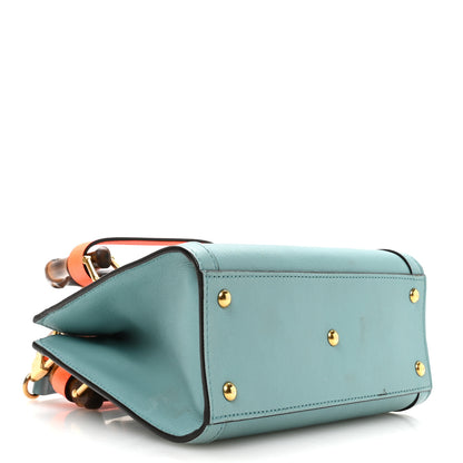 Gucci Wonka Grain Calfskin Mini Diana Tote Bag Dusty Azure Orange Fluo 4 of 10