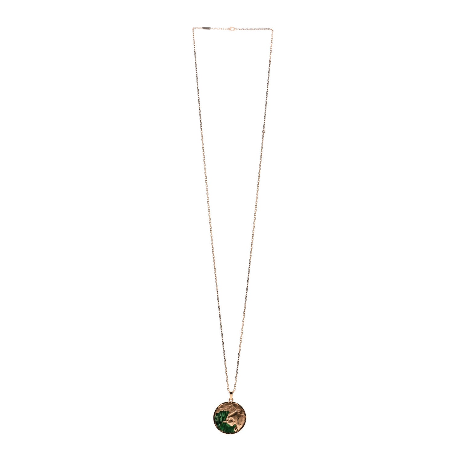 Van Cleef & Arpels 18K Rose Gold Aventurine Zodiac Taurus Pendant Long Necklace 3 of 5