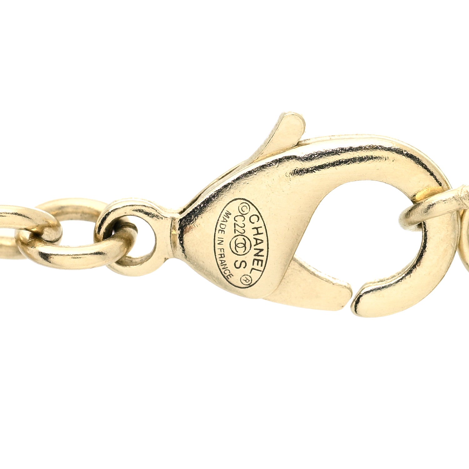 Chanel Metal Crystal Logo Choker Necklace Gold 5 of 5