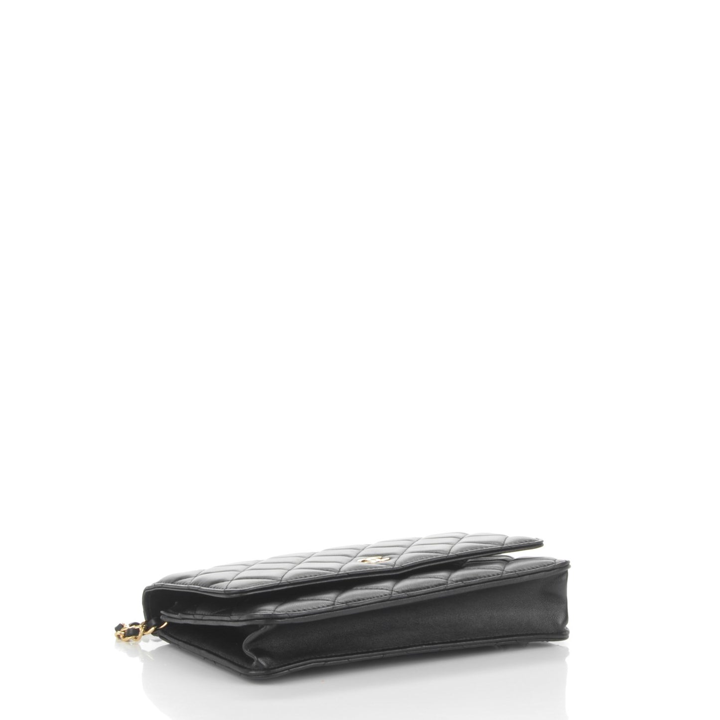 Lambskin Quilted Wallet On Chain WOC Black
