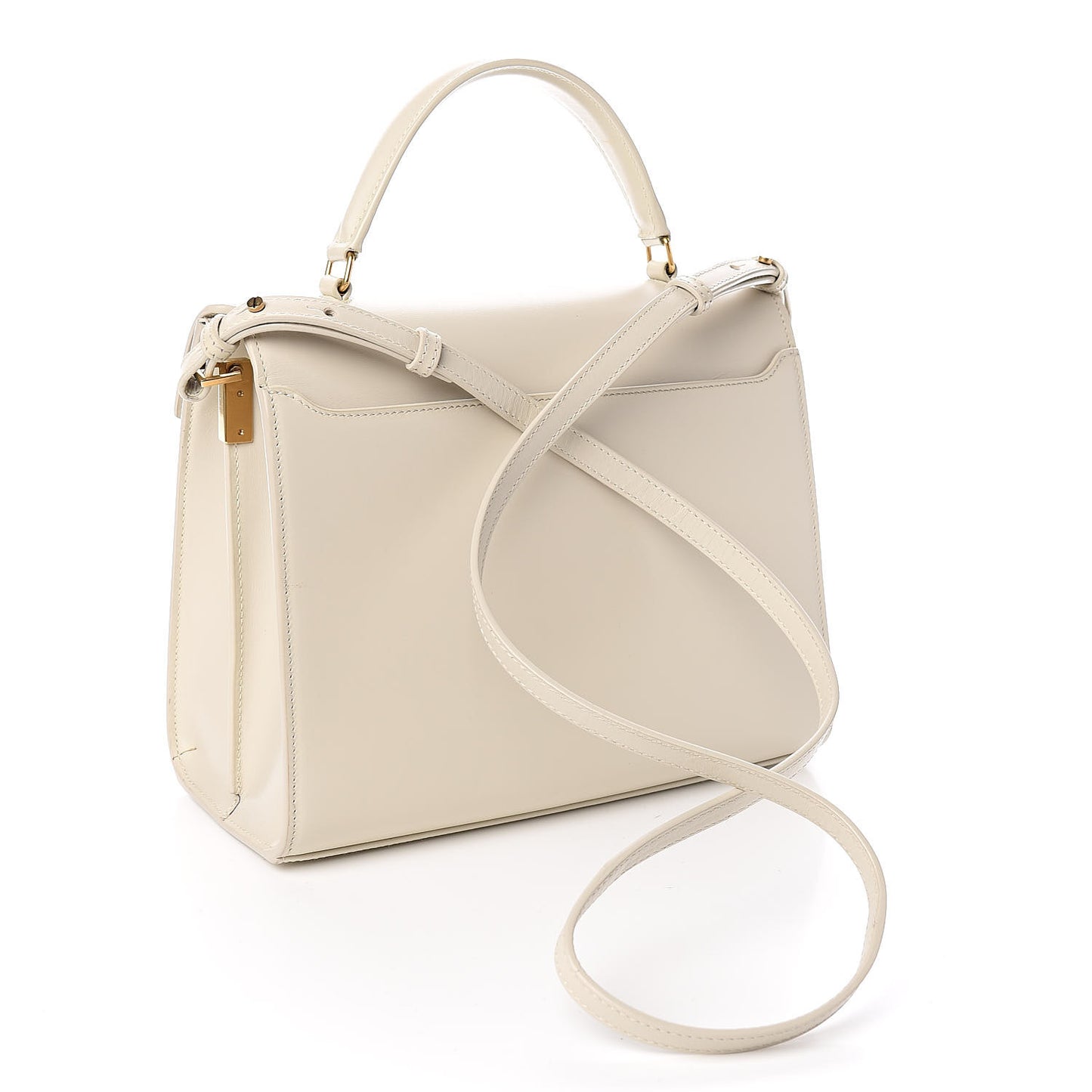 Smooth Calfskin Medium Classic Monogram Cassandra Top Handle Crema Soft Rouge Legion