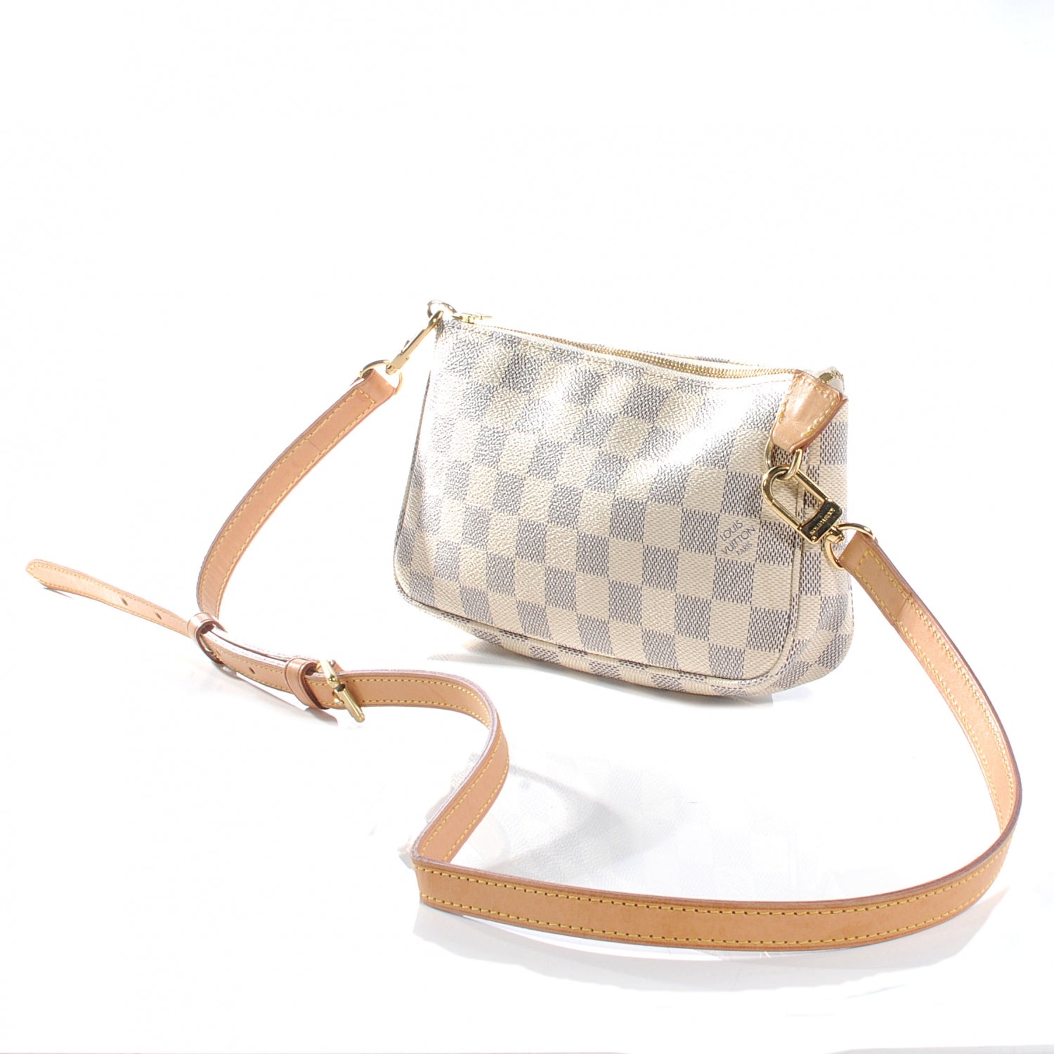 Louis Vuitton Damier Azur Pochette Accessories w Adjustable Shoulder Strap 3 of 9