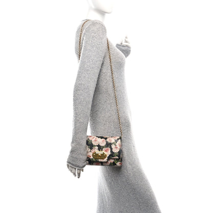 Dolce & Gabbana Dauphine Floral Print Micro Welcome Crossbody Bag Black Multicolor 3 of 9