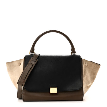 Celine Smooth Calfskin Suede Medium Tri-Color Trapeze Olive 1 of 9